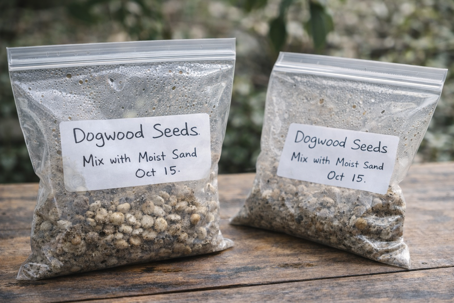 Two plastic bags labeled
