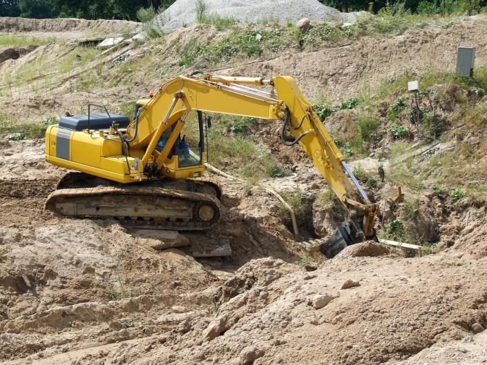 excavator on job site