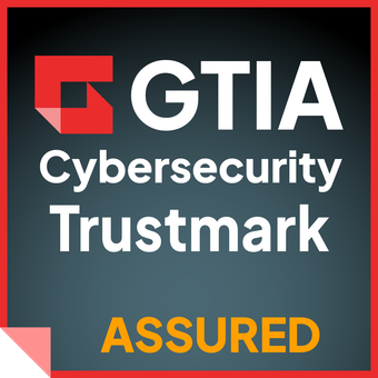 A logo that says gtia cybersecurity trustmark assured