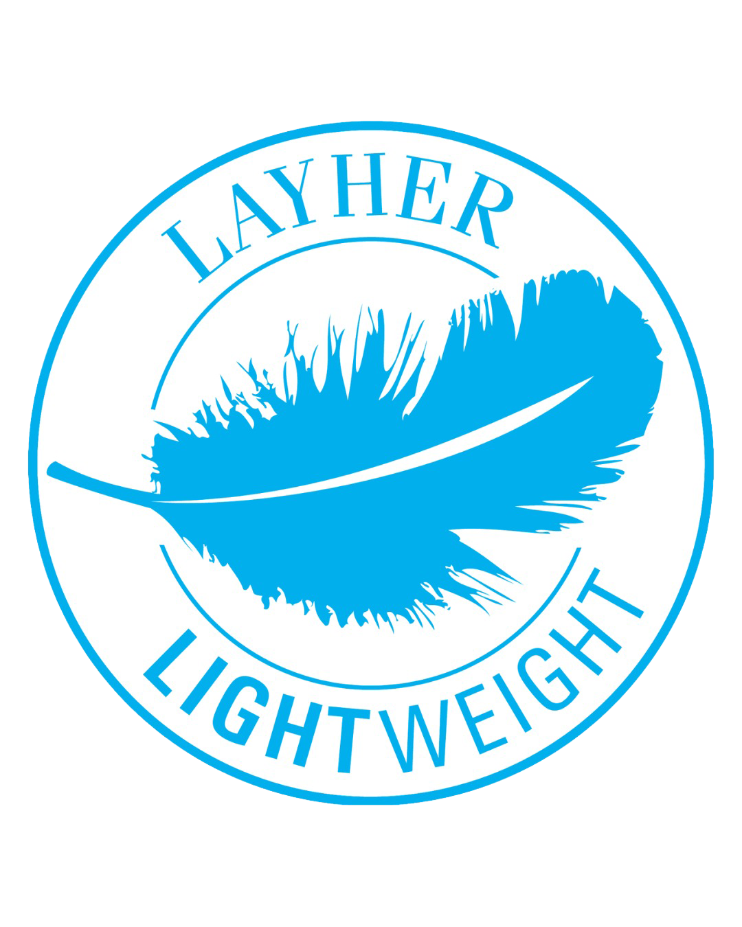 Logotipo circular azul com pena e as palavras “LAYHER LIGHTWEIGHT”