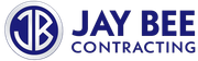 Jay Bee Contracting logo with blue circular &ldquo;JB&rdquo; icon and navy text on white background