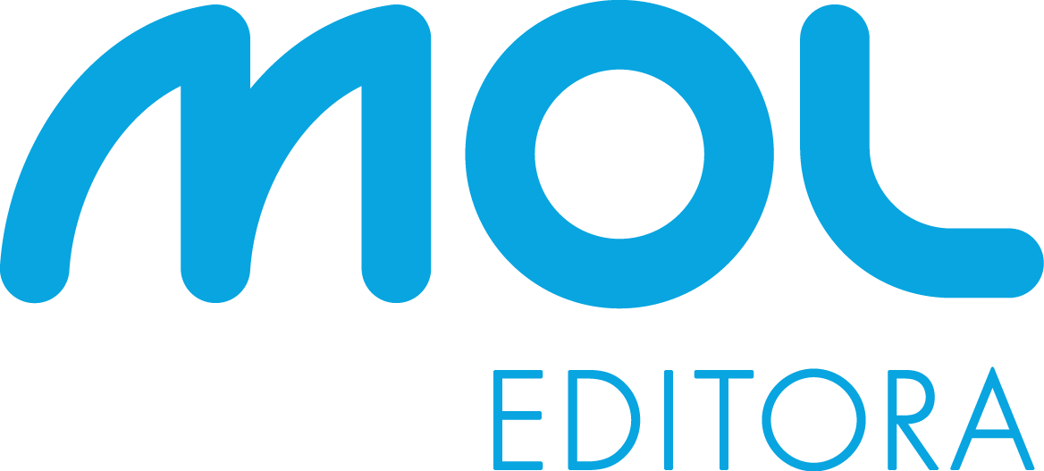Um logotipo azul da mol editora sobre um fundo branco