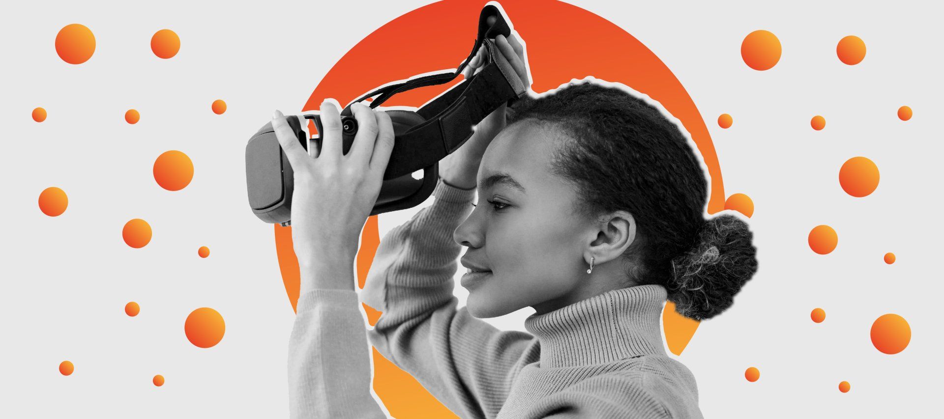 Mulher com óculos de realidade virtual