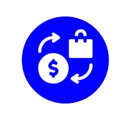 Icon of a dollar and bag with arrows.