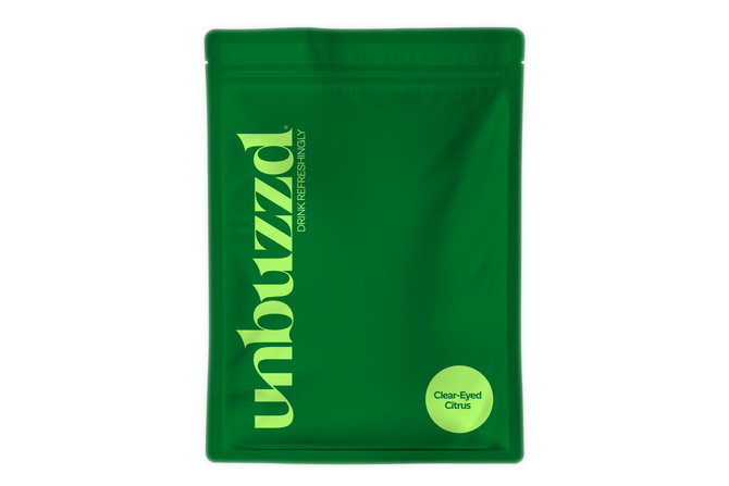 A green bag with the word unbuzzd on it