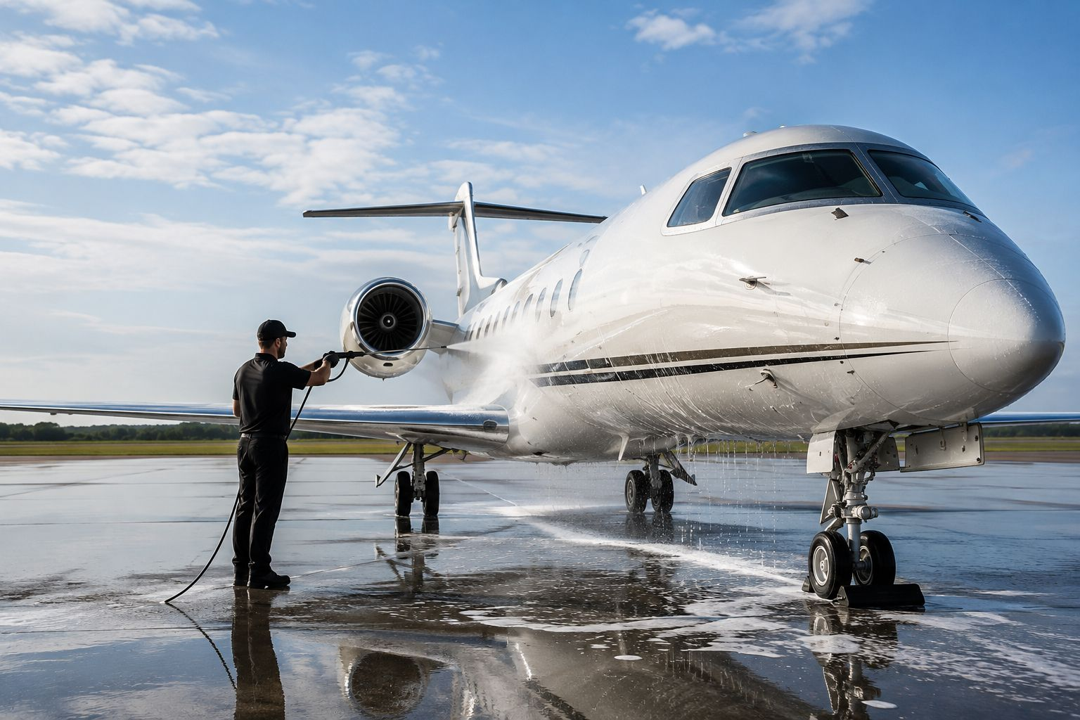 Professional aircraft exterior washing by M2K Detailing Pros in Old Bridge, NJ