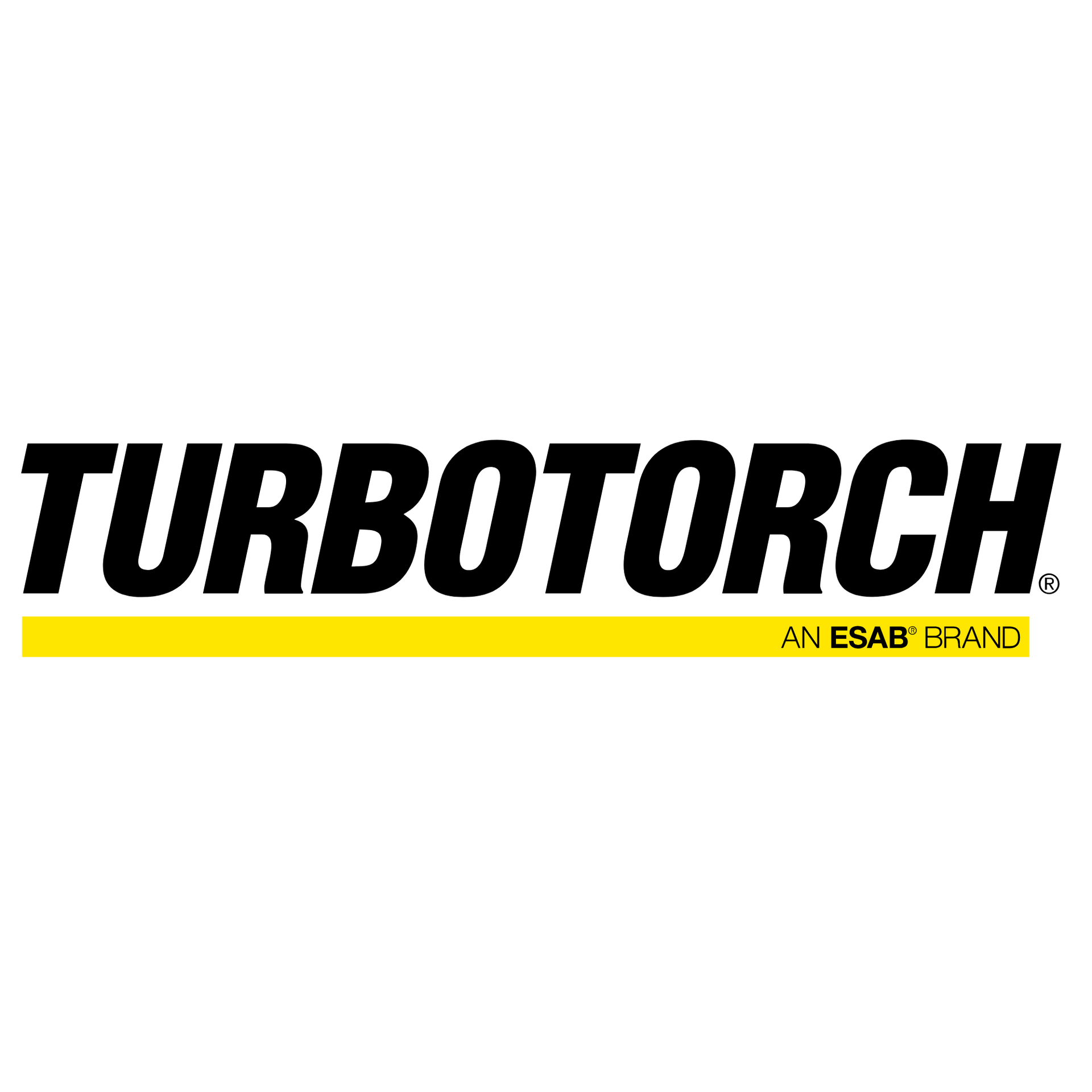 Turbotorch logo in black with a yellow underline and “An ESAB brand” tagline