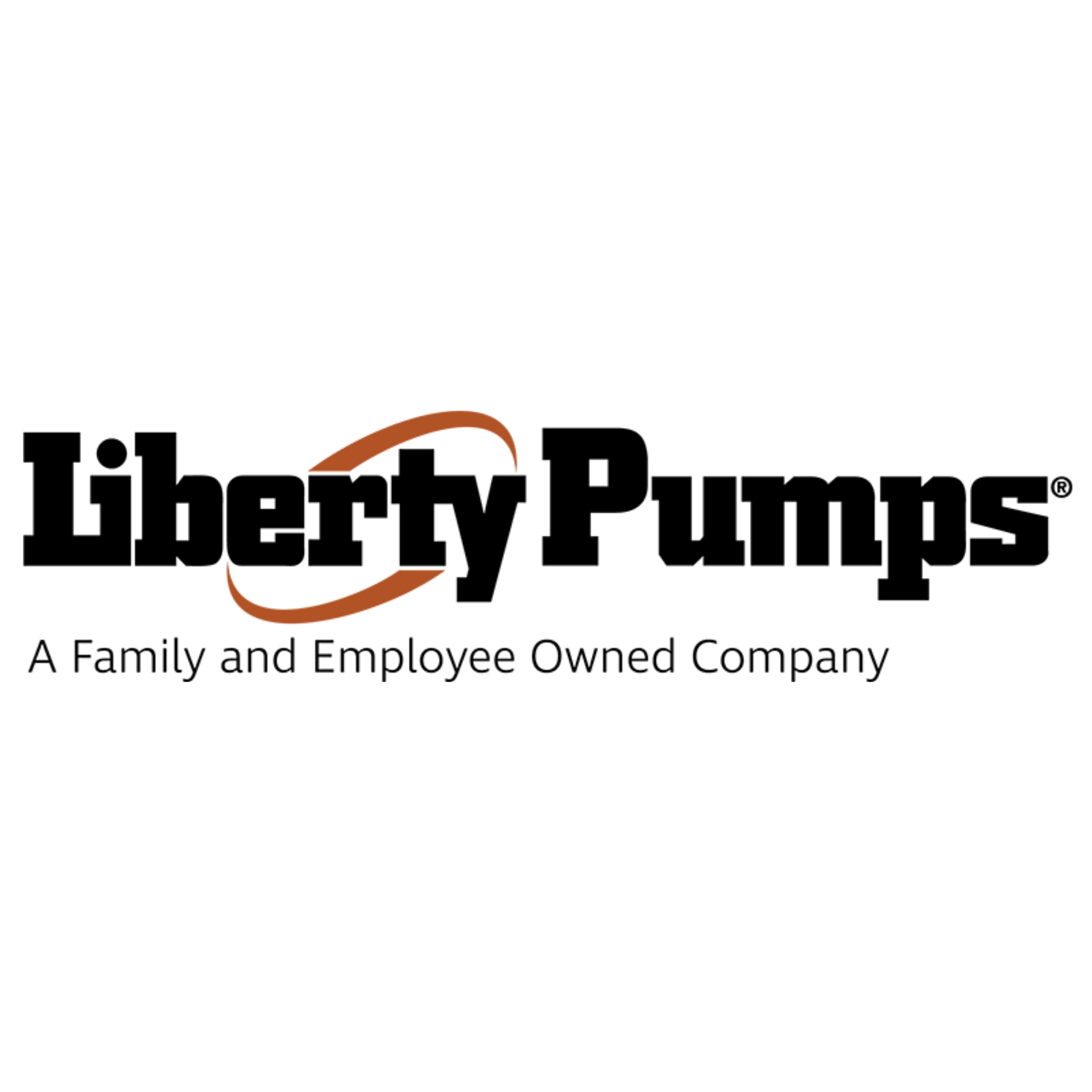 Liberty Pumps logo with orange arc and tagline “A Family and Employee Owned Company”