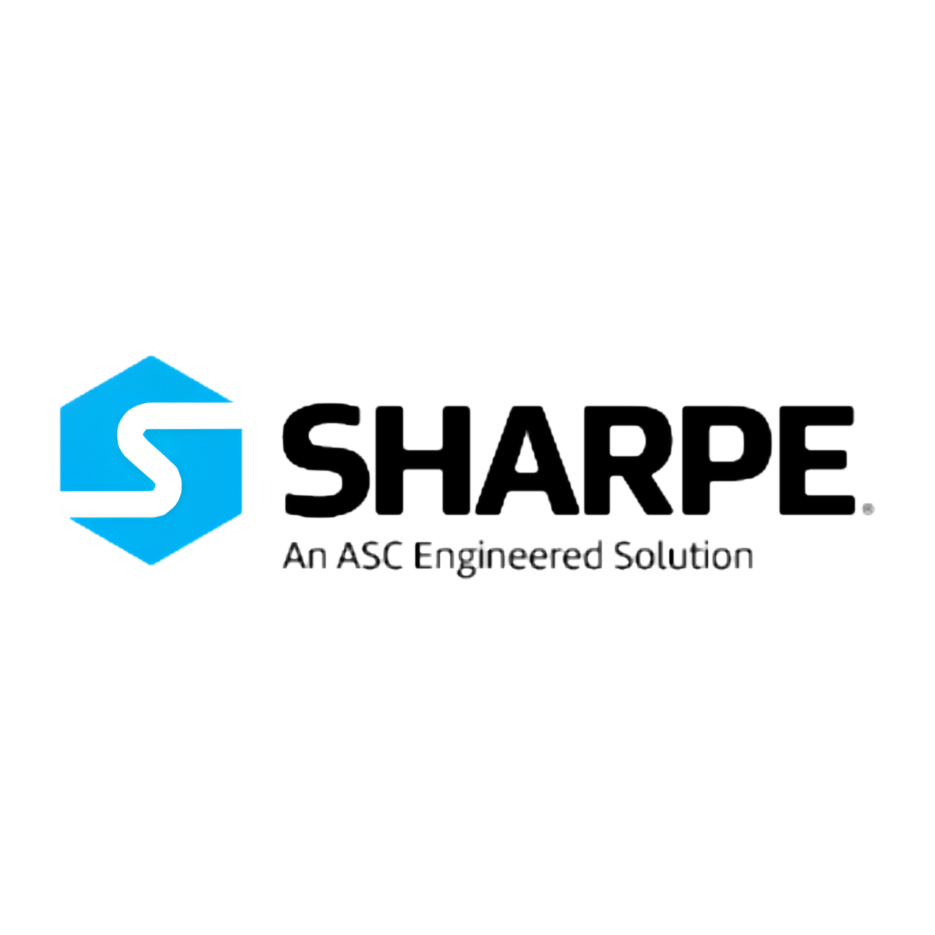 SHARPE logo with blue hexagon icon and black text, “An ASC Engineered Solution” tagline.