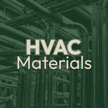 HVAC Materials text over a green-tinted background of industrial pipes and ductwork