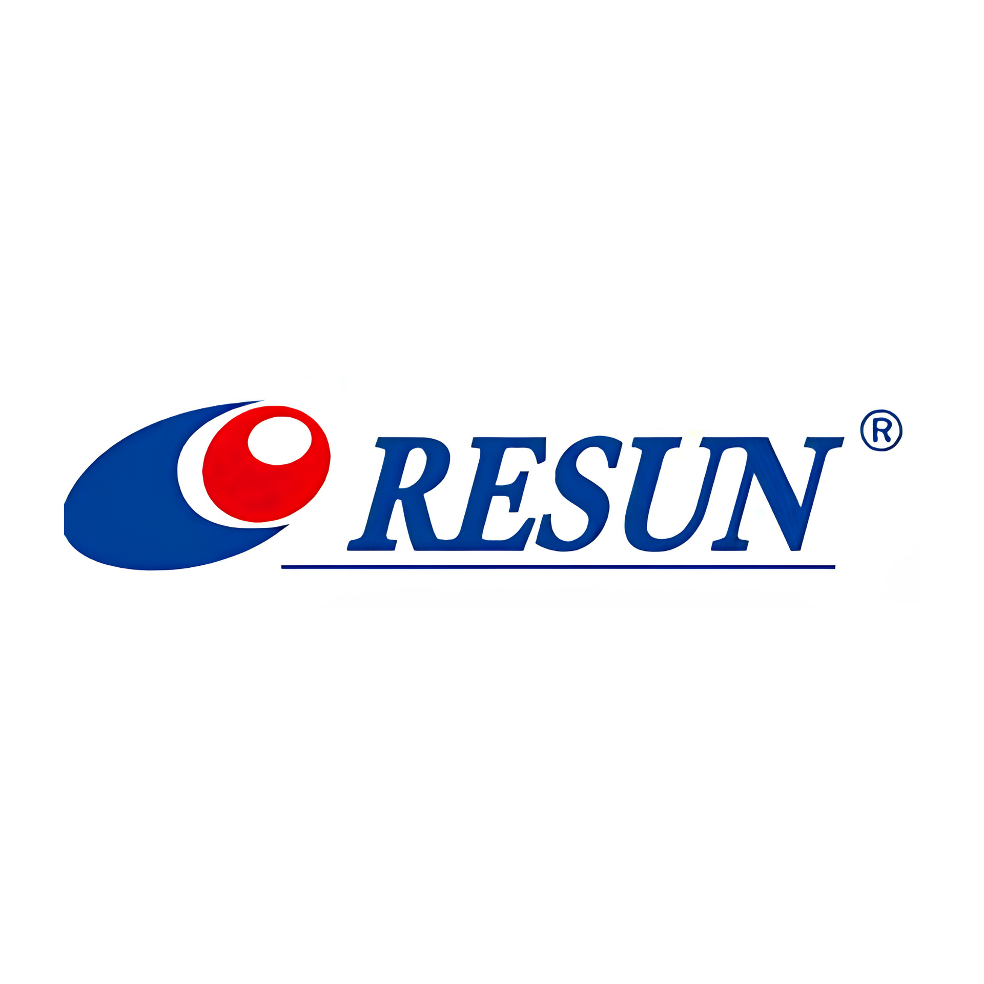 RESUN logo in blue and red with a stylized oval emblem