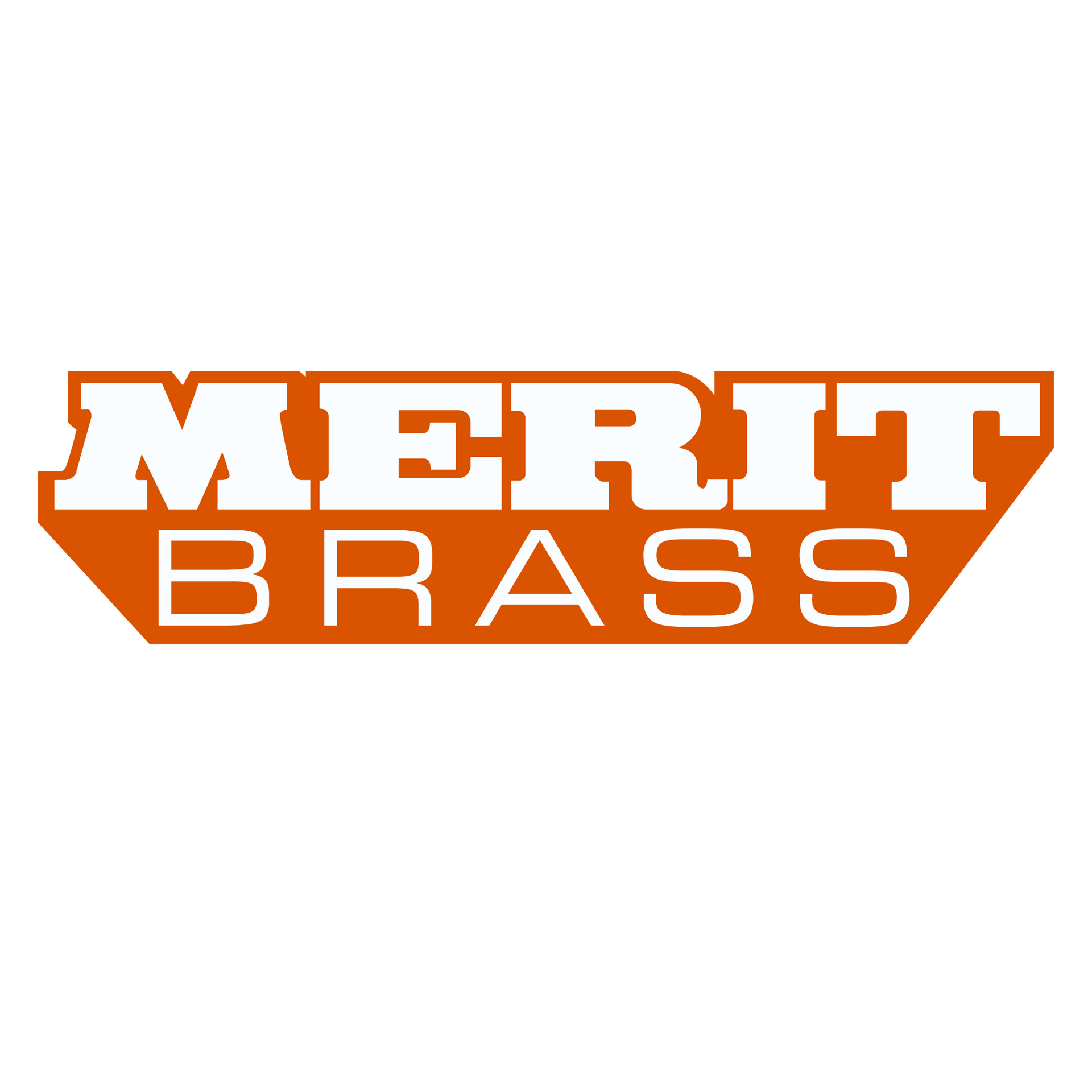 Orange MERIT BRASS logo on a white background