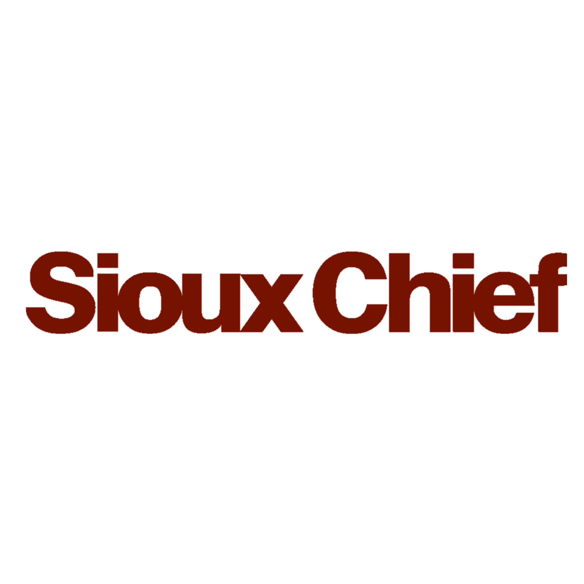 Maroon Sioux Chief wordmark on a white background