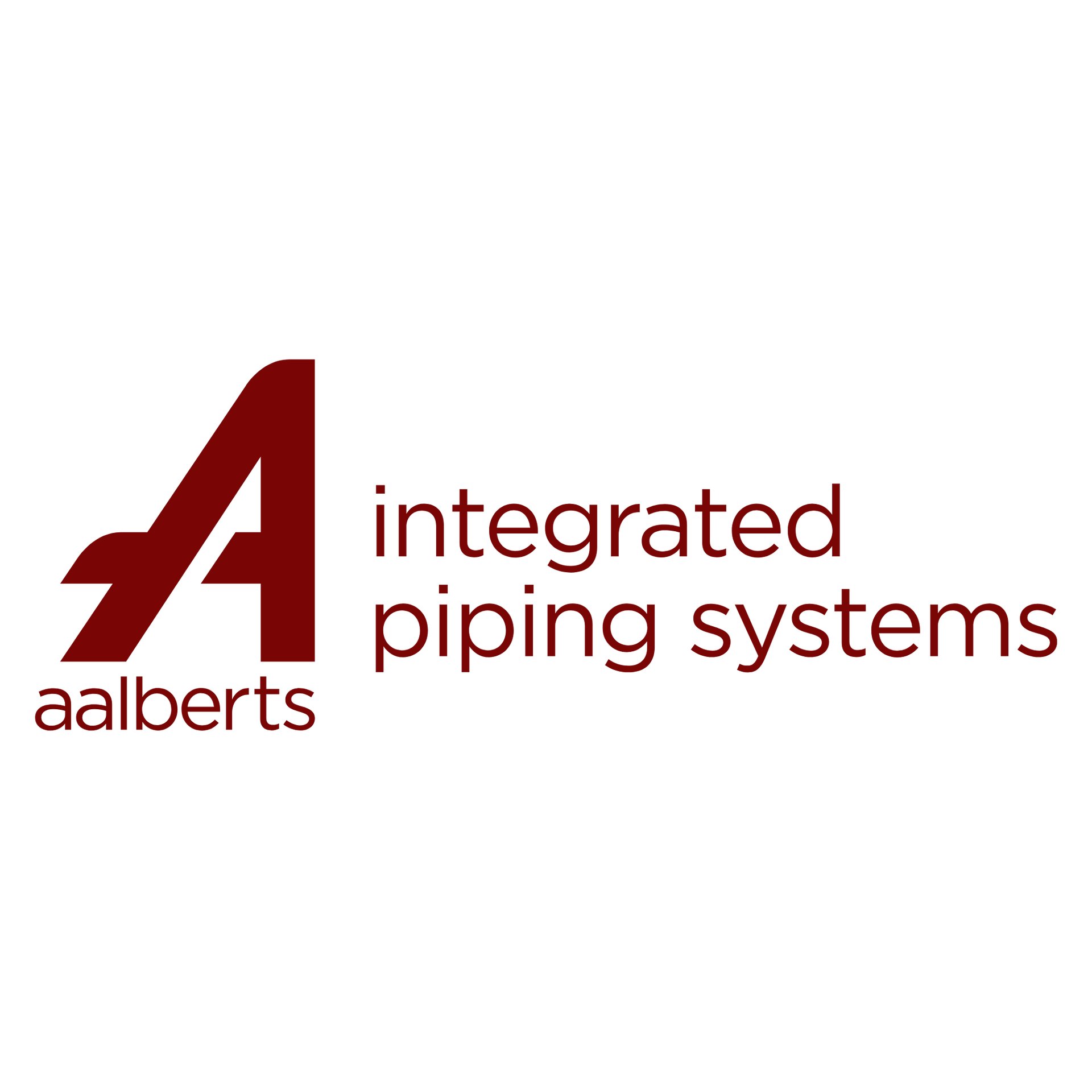 Aalberts integrated piping systems logo in burgundy on a white background
