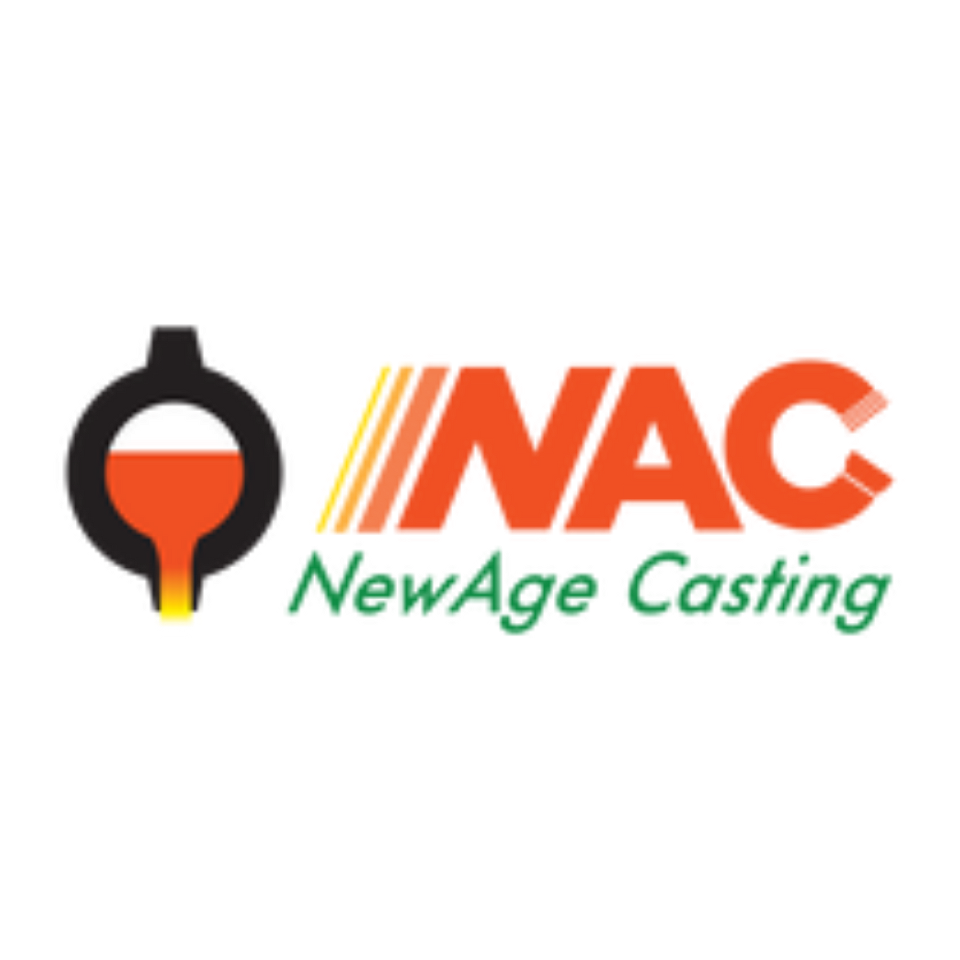 NAC NewAge Casting logo with orange-red icon and text on white background