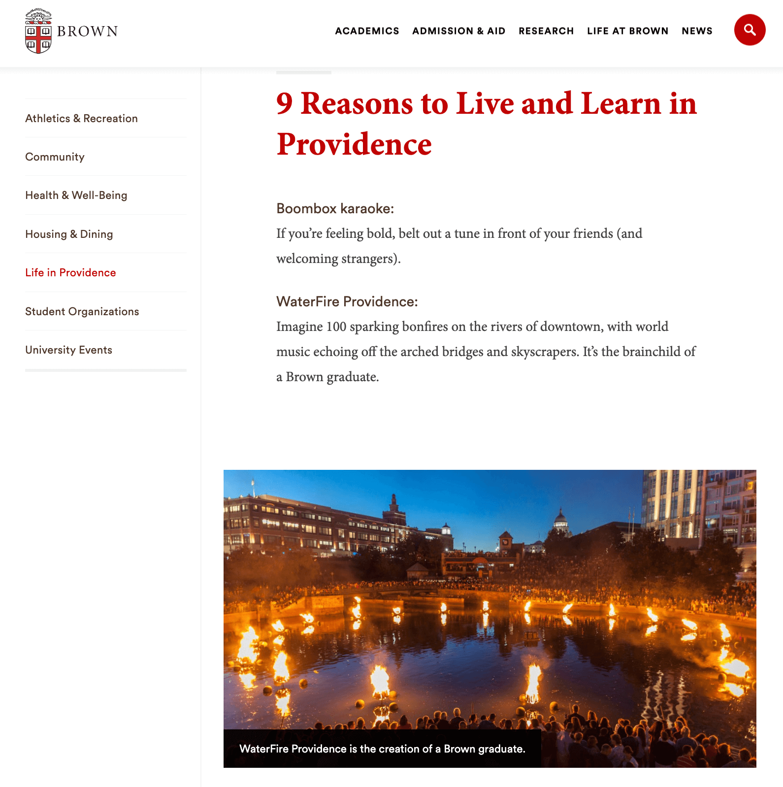 Brown University connects student life to Providence through local attractions, culture, housing, dining, and events.