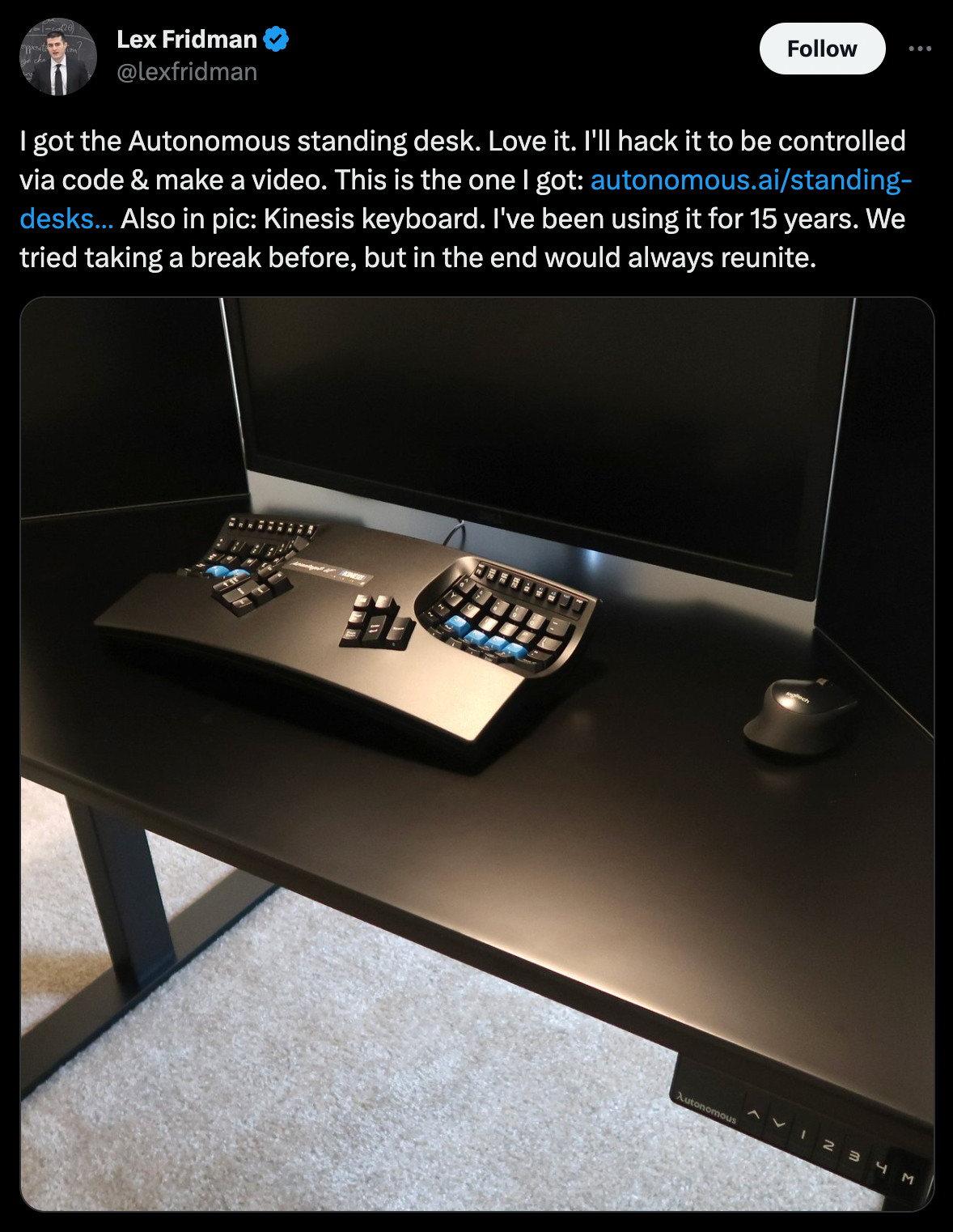 Screenshot illustrating an early influencer collaboration with Lex Fridman for a smart-office client.