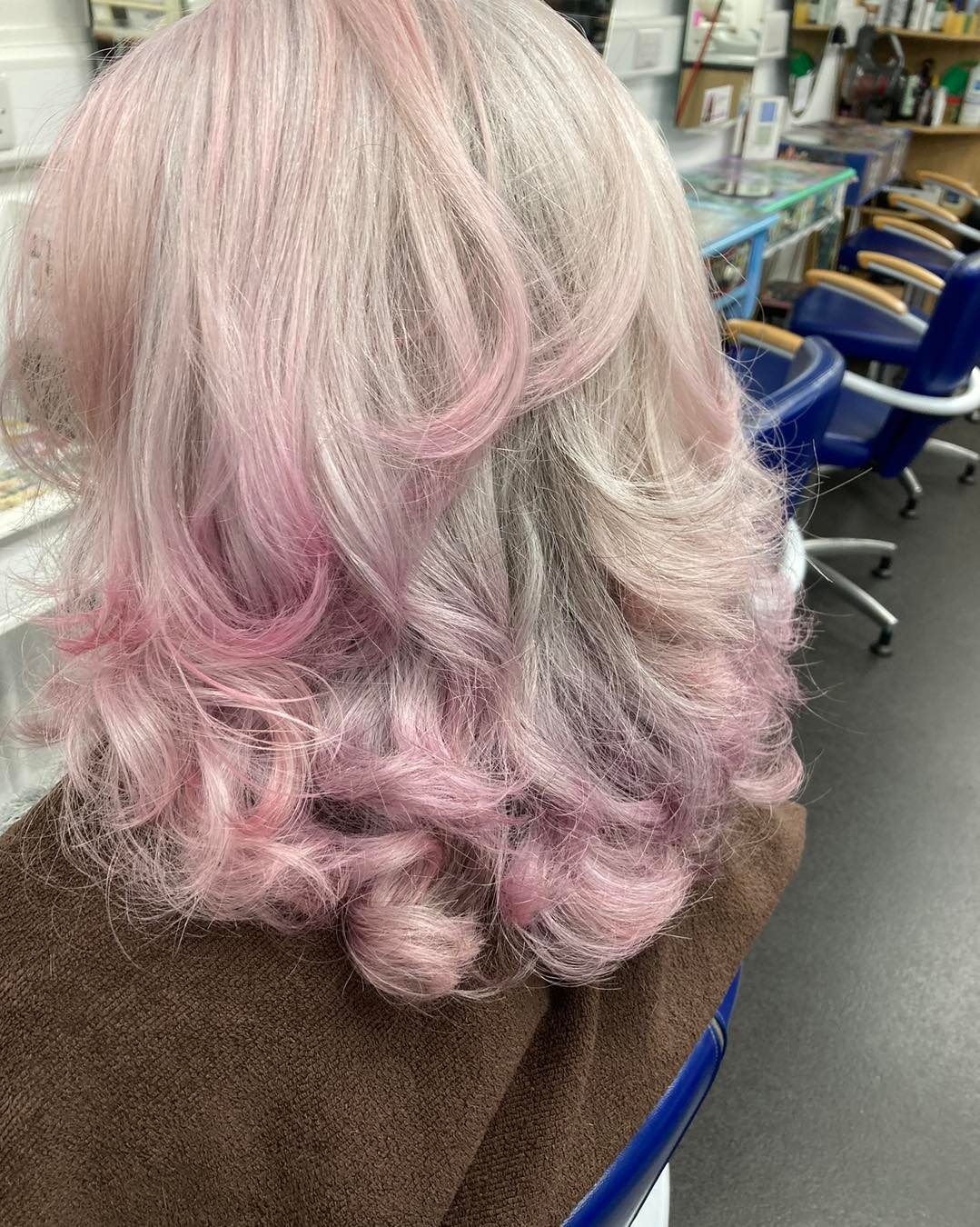 short pink colored straight hairs