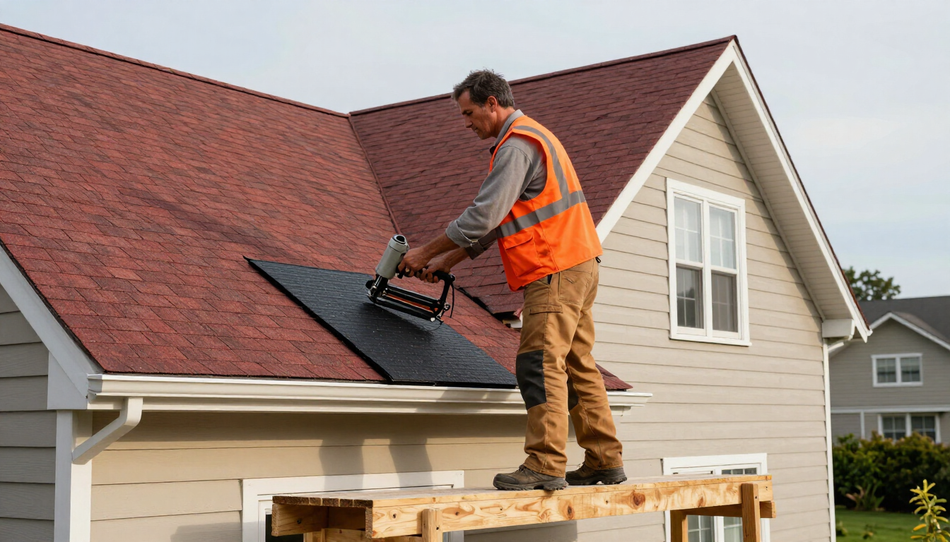 Roofing specialist repairing worn shingles with dependable roofing service in Augusta, GA for residential properties.