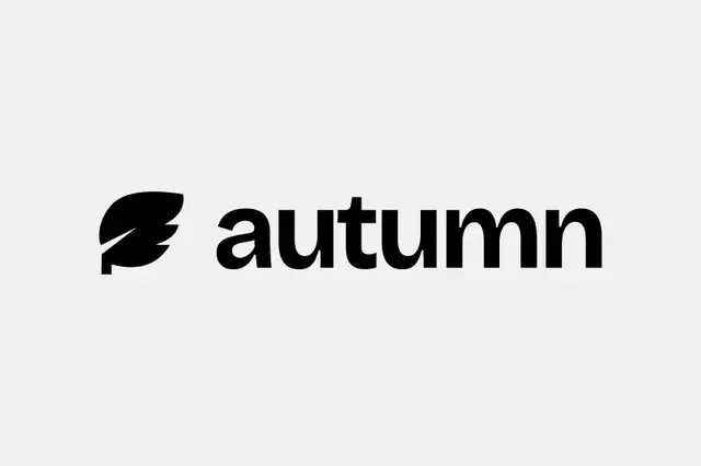 Black leaf icon beside the word “autumn” in bold black text on a white background