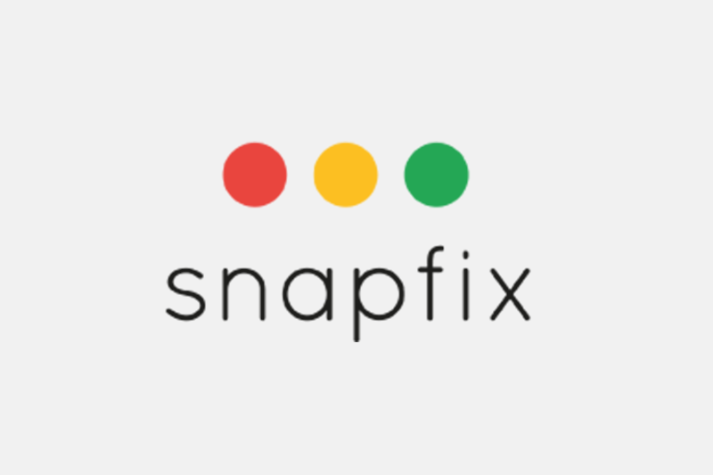 Snapfix logo with red, yellow, and green dots above the word “snapfix”