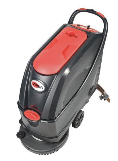 A black and red machine with a handle and wheels
