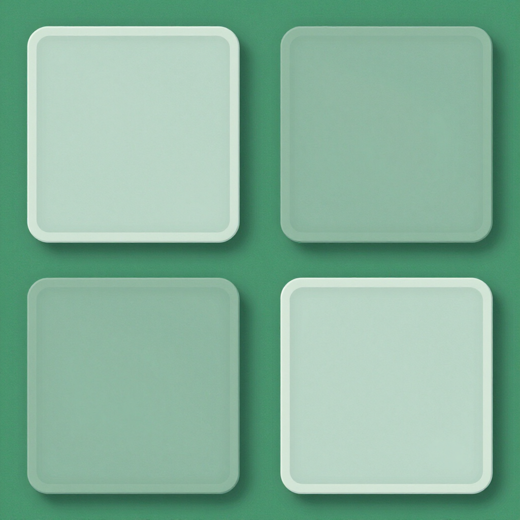 Four mint-green rounded square tiles in a 2x2 grid on a green background.