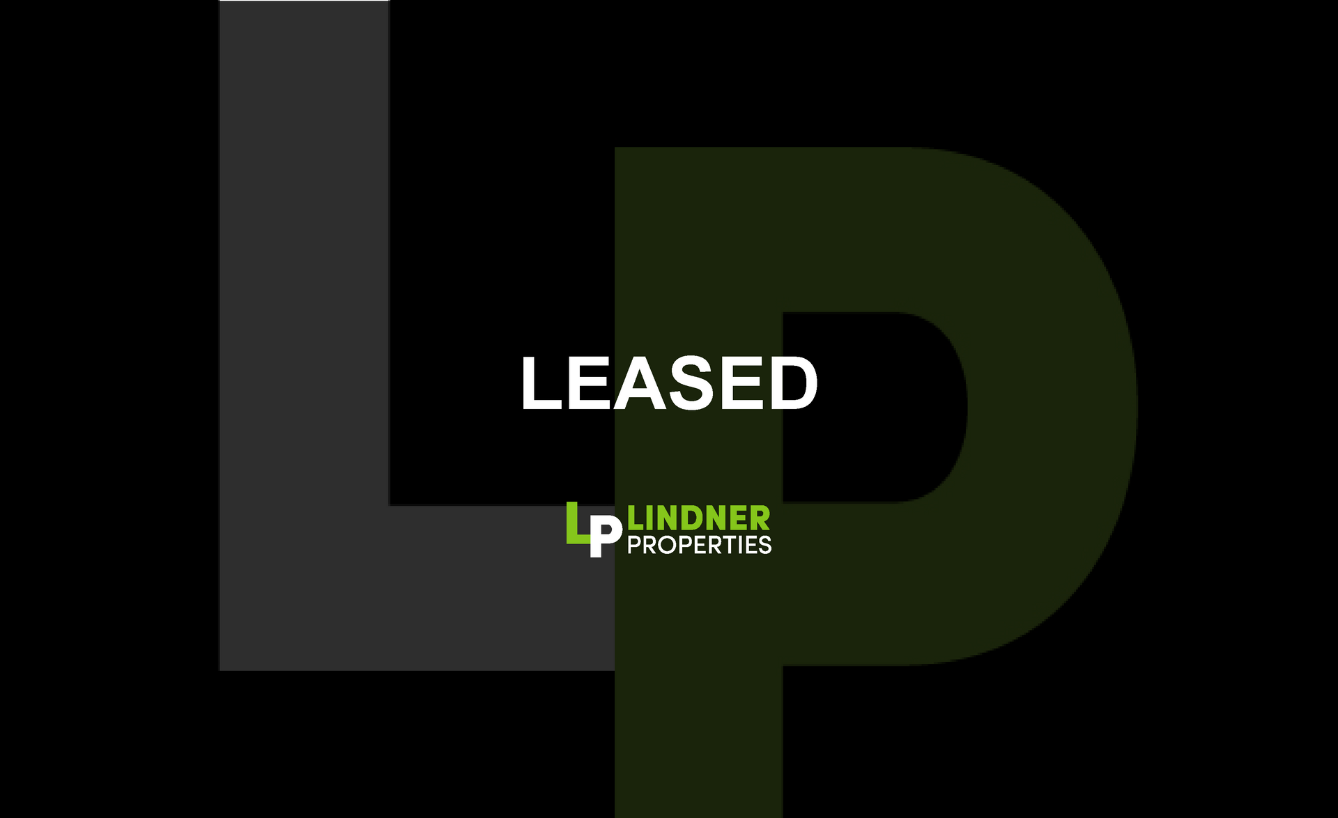 Dark logo with large green “LP” and the word “LEASED” in white on black background