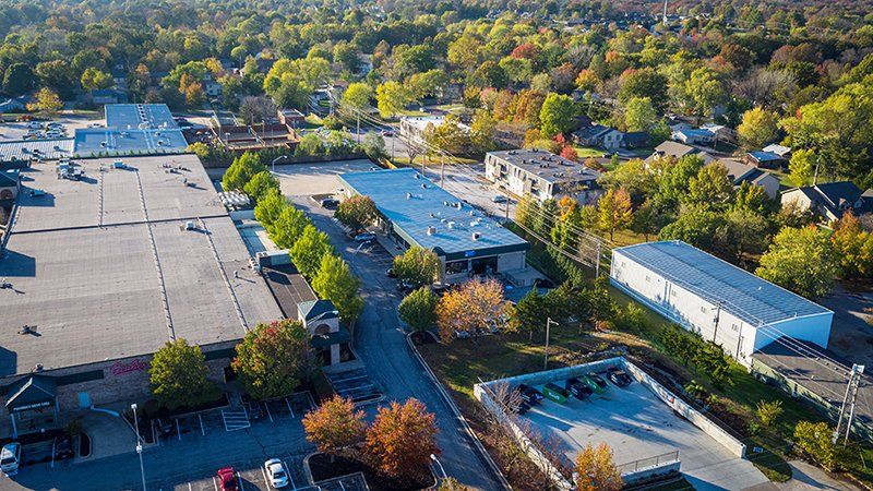 Above View of Forum Shopping Center in Columbia, MO | Lindner Properties