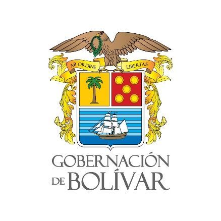 Escudo de armas de Bolívar, Colombia, con un águila, escudo con una palmera, círculos rojos y un barco de vela.
