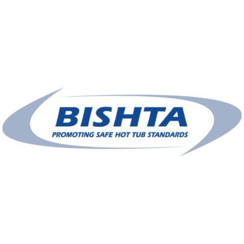 A logo for bishta promoting safe hot tub standards