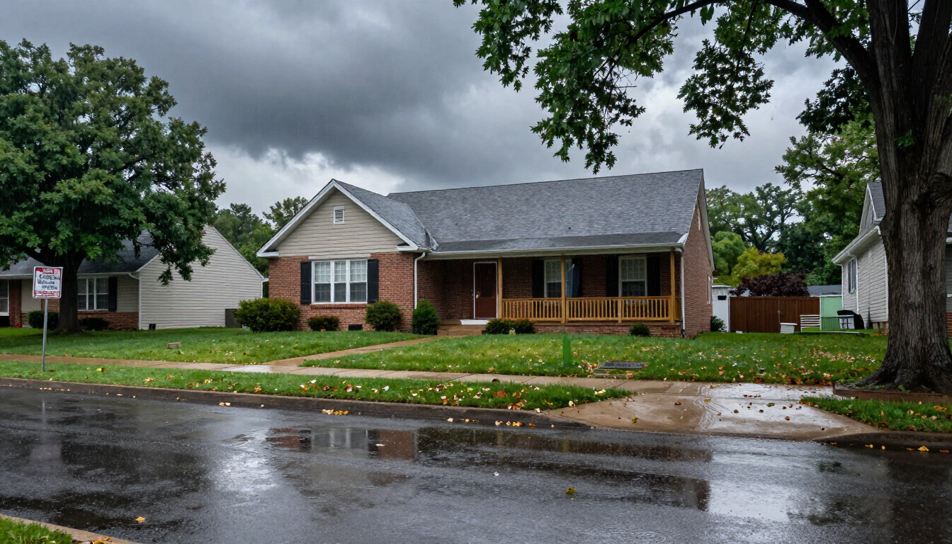 Suburban St. Louis home after a storm