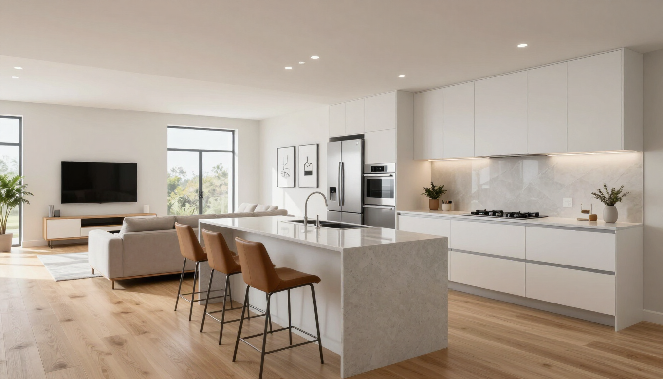 A beautifully renovated modern interior living space showing the results of strategic planning.