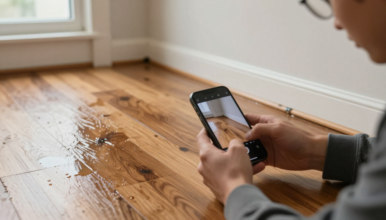 Home water damage documentation after a burst pipe