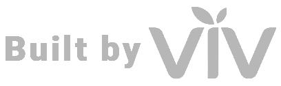 Built by VIV logo in light gray with a stylized leaf icon