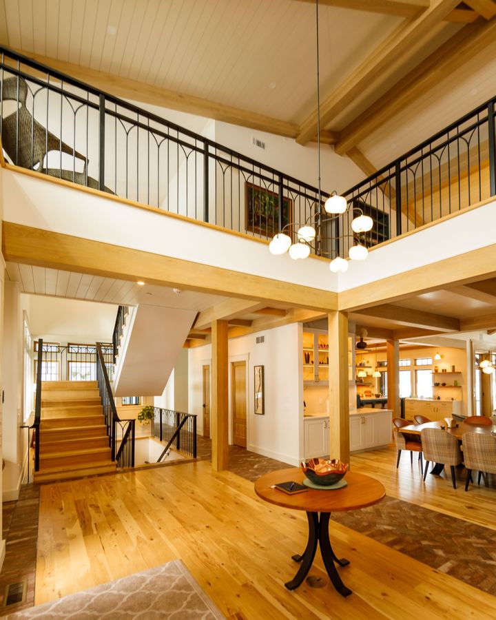 indoor display of metal walkway railings