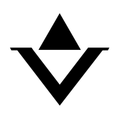 Round Lake Forge A black and white triangle with a v in the middle on a white background.