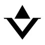 Round Lake Forge A black and white triangle with a v in the middle on a white background.