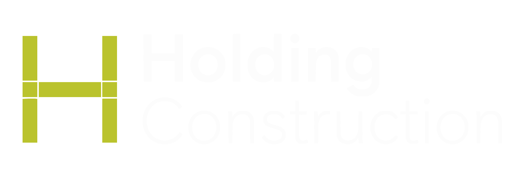 Holding Construction logo with a yellow H and white text on a gray background