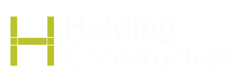 Holding Construction logo with a yellow H and white text on a gray background