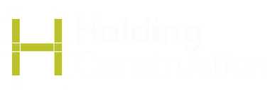 Holding Construction logo with a yellow H and white text on a gray background
