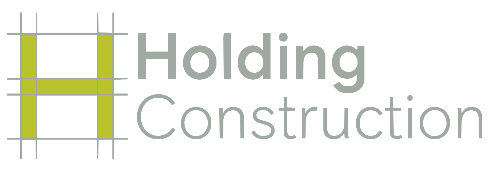 Holding Construction logo with a yellow H and white text on a gray background