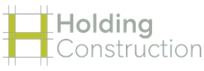 Holding Construction logo with a yellow H and white text on a gray background
