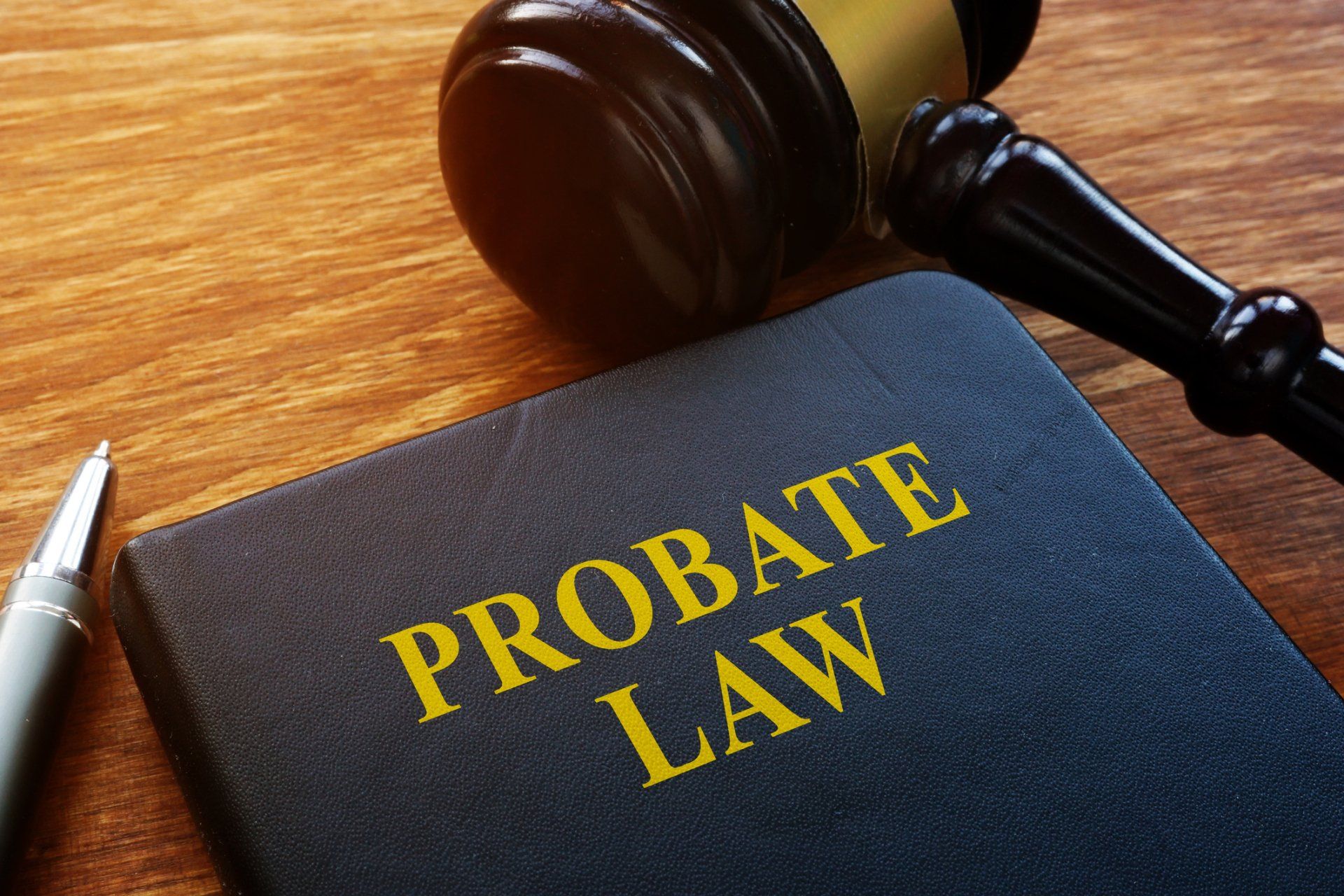 Stock Image of Gavel with Probate Law book.