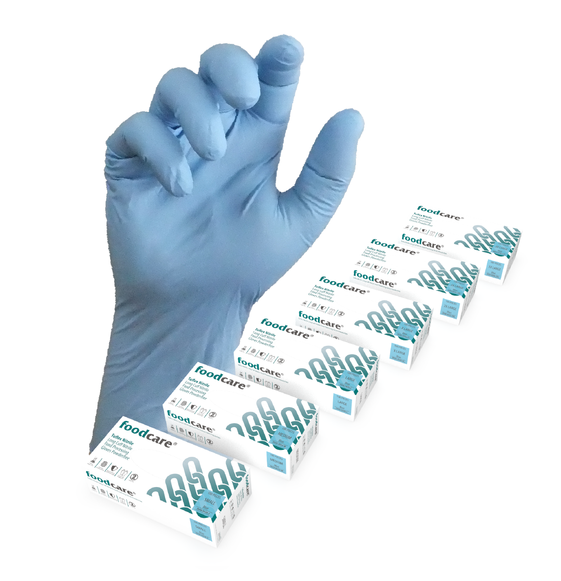 Tuflex Long Cuff Nitrile Powderfree Gloves - Blue