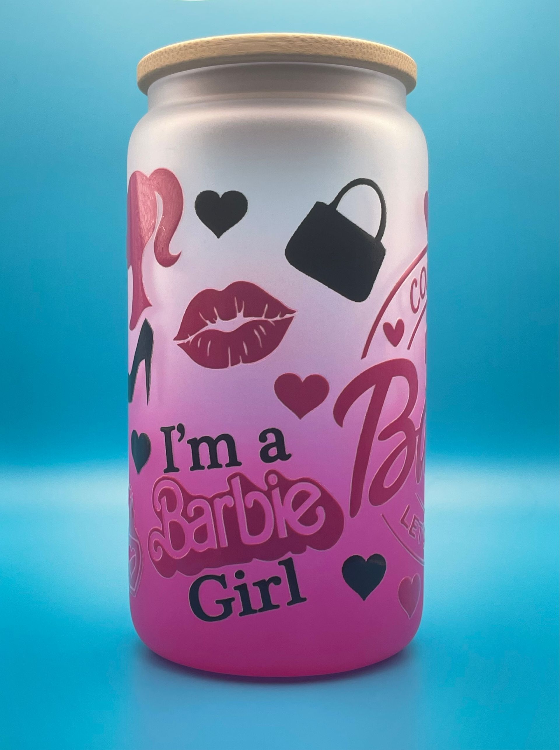 Pink Doll World- 16oz glass Cup