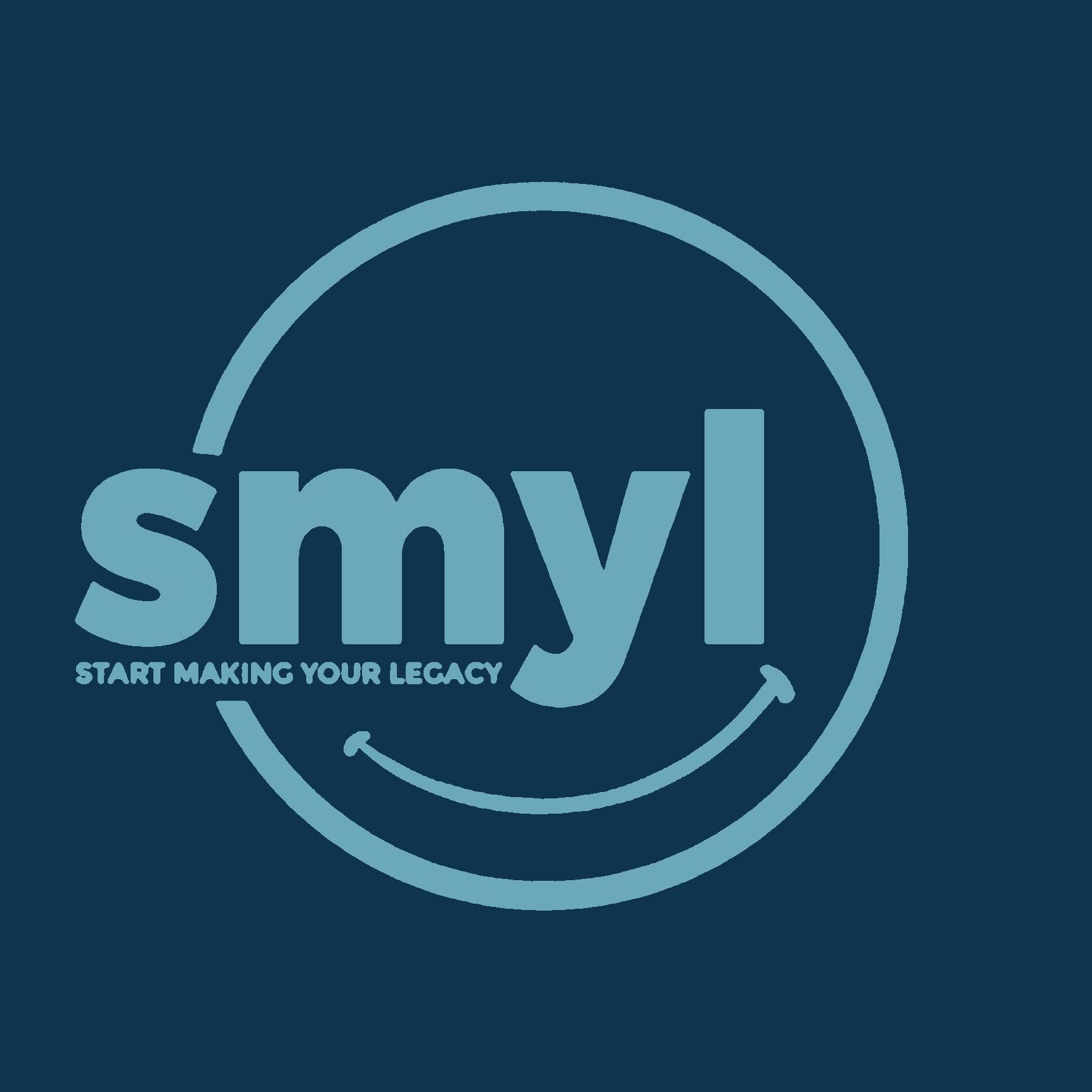 A blue logo for smyl start making your legacy