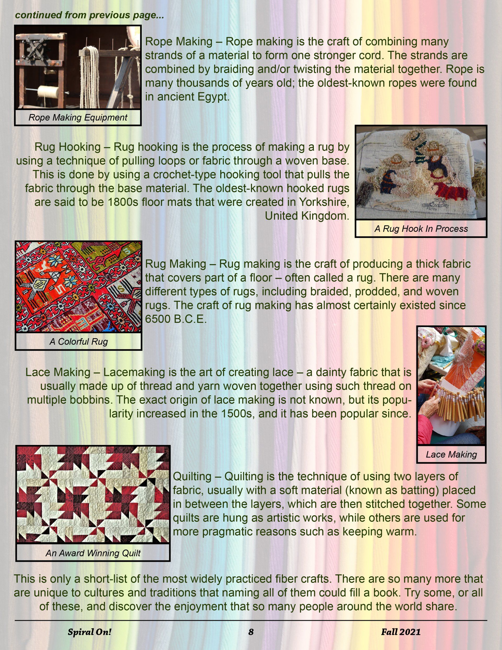 A page with a lot of text and pictures on it,  Fall 2021 Magazine.