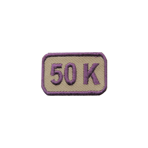A patch that says 50k on it badge.
