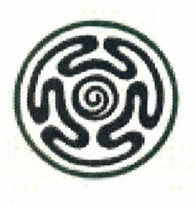 A black and white circle with a spiral in the middle on a white background award.
